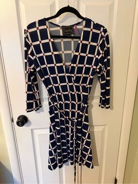 Leota Navy Wrap Dress sz Med